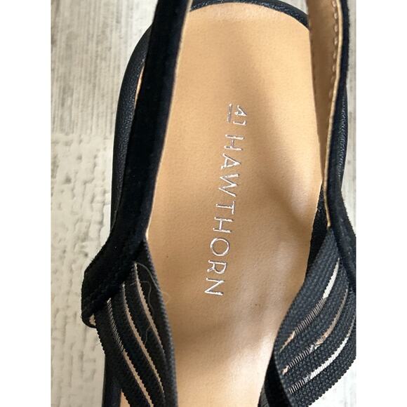 41 Hawthorn Women’s 10 Delcy Black Leather Slingback Pumps Heels Dress Shoes NEW - Picture 5 of 9